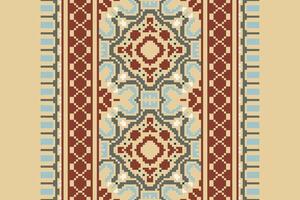 Silk fabric Patola sari Pattern Seamless Mughal architecture Motif embroidery, Pixel Ikat embroidery Design for Print tapestry floral kimono repeat pattern lacing spanish motif vector