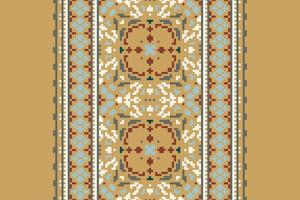Silk fabric Patola sari Pattern Seamless Mughal architecture Motif embroidery, Pixel Ikat embroidery Design for Print figure tribal ink on cloth patola sari vector