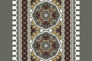 Silk fabric Patola sari Pattern Seamless Mughal architecture Motif embroidery, Pixel Ikat embroidery Design for Print pattern vintage flower folk navajo patchwork pattern vector