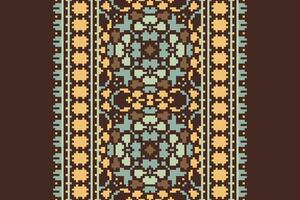 Nordic pattern Seamless Bandana print silk Motif embroidery, Pixel Ikat embroidery Design for Print scandinavian pattern saree ethnic nativity gypsy pattern vector