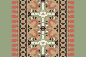 Nordic pattern Seamless Bandana print silk Motif embroidery, Pixel Ikat embroidery Design for Print kurta pattern mughal motifs tapestry pattern floral repeat vector