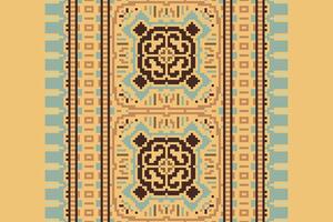 Nordic pattern Seamless Bandana print silk Motif embroidery, Pixel Ikat embroidery Design for Print egyptian hieroglyphs tibetan geo pattern vector