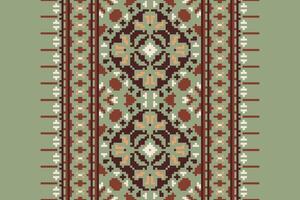 Nordic pattern Seamless Bandana print silk Motif embroidery, Pixel Ikat embroidery Design for Print tie dyeing pillowcase sambal puri kurti mughal architecture vector