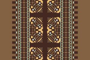 Nordic pattern Seamless Bandana print silk Motif embroidery, Pixel Ikat embroidery Design for Print scandinavian pattern saree ethnic nativity gypsy pattern vector