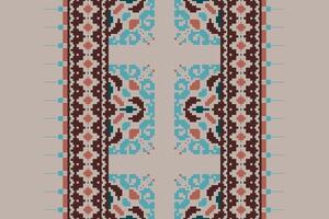 Nordic pattern Seamless Mughal architecture Motif embroidery, Pixel Ikat embroidery Design for Print Texture fabric saree sari carpet. kurta patola saree vector