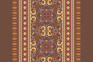 Nordic pattern Seamless Mughal architecture Motif embroidery, Pixel Ikat embroidery Design for Print figure tribal ink on cloth patola sari vector