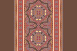 Nordic pattern Seamless Mughal architecture Motif embroidery, Pixel Ikat embroidery Design for Print border embroidery ancient egypt vector