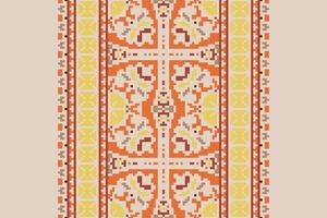 Nordic pattern Seamless Mughal architecture Motif embroidery, Pixel Ikat embroidery Design for Print kurta pattern mughal motifs tapestry pattern floral repeat vector