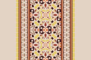 Nordic pattern Seamless Mughal architecture Motif embroidery, Pixel Ikat embroidery Design for Print tapestry floral kimono repeat pattern lacing spanish motif vector