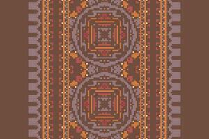 Nordic pattern Seamless Mughal architecture Motif embroidery, Pixel Ikat embroidery Design for Print egyptian pattern tibetan mandala bandanna vector