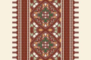 Navajo pattern Seamless Bandana print silk Motif embroidery, Pixel Ikat embroidery Design for Print Texture fabric saree sari carpet. kurta patola saree vector