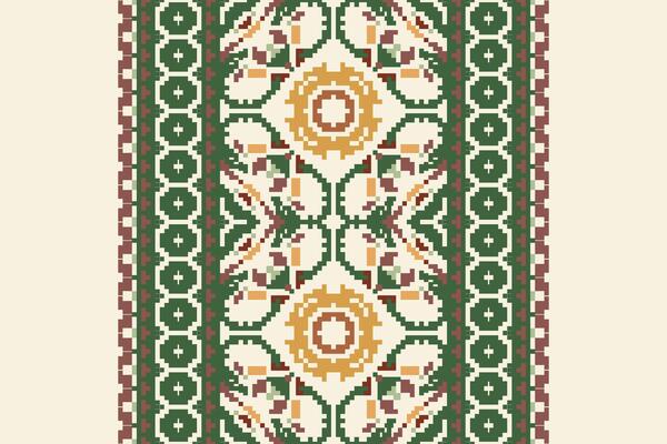 Navajo pattern Seamless Bandana print silk Motif embroidery, Pixel Ikat embroidery Design for Print indonesian batik motif embroidery native american kurta mughal design