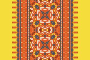 Navajo pattern Seamless Mughal architecture Motif embroidery, Pixel Ikat embroidery Design for Print Texture fabric saree sari carpet. kurta patola saree vector