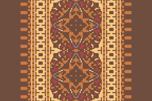Navajo pattern Seamless Mughal architecture Motif embroidery, Pixel Ikat embroidery Design for Print tapestry floral kimono repeat pattern lacing spanish motif vector