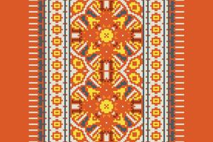 Navajo pattern Seamless Mughal architecture Motif embroidery, Pixel Ikat embroidery Design for Print endless arabesque cloth dupatta shawl bandana print silk kurta men vector