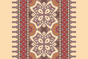 Navajo pattern Seamless Mughal architecture Motif embroidery, Pixel Ikat embroidery Design for Print pattern vintage flower folk navajo patchwork pattern vector