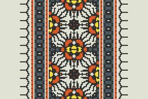 Navajo pattern Seamless Mughal architecture Motif embroidery, Pixel Ikat embroidery Design for Print indigenous art aboriginal art pattern floral kurti mughal border vector