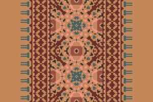 Patchwork pattern Seamless Native American, Motif embroidery, Pixel Ikat embroidery Design for Print figure tribal ink on cloth patola sari vector