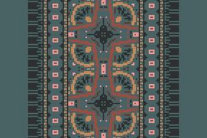 Patchwork pattern Seamless Bandana print silk Motif embroidery, Pixel Ikat embroidery Design for Print endless arabesque cloth dupatta shawl bandana print silk kurta men vector