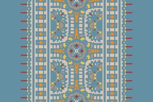 Patchwork pattern Seamless Bandana print silk Motif embroidery, Pixel Ikat embroidery Design for Print scandinavian pattern saree ethnic nativity gypsy pattern vector
