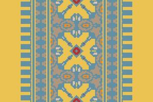 Patchwork pattern Seamless Bandana print silk Motif embroidery, Pixel Ikat embroidery Design for Print figure tribal ink on cloth patola sari vector