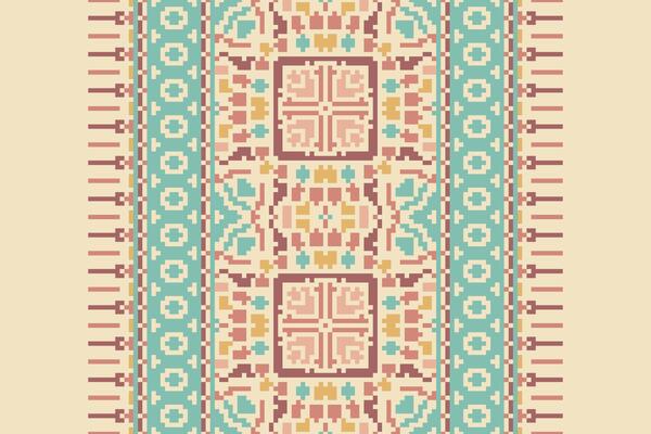 Patchwork pattern Seamless Bandana print silk Motif embroidery, Pixel Ikat embroidery Design for Print tie dyeing pillowcase sambal puri kurti mughal architecture
