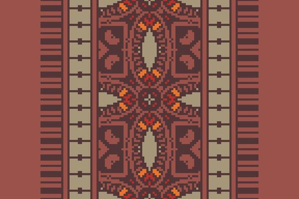 Patchwork pattern Seamless Mughal architecture Motif embroidery, Pixel Ikat embroidery Design for Print endless arabesque cloth dupatta shawl bandana print silk kurta men