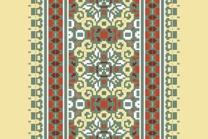 Patchwork pattern Seamless Mughal architecture Motif embroidery, Pixel Ikat embroidery Design for Print vyshyvanka placemat quilt sarong sarong beach kurtis Indian motifs vector