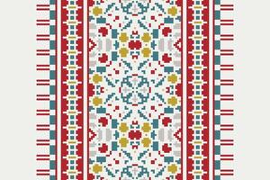Baroque pattern Seamless Native American, Motif embroidery, Pixel Ikat embroidery Design for Print pattern vintage flower folk navajo patchwork pattern vector