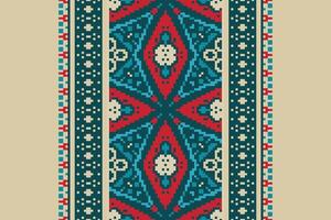 Baroque pattern Seamless Bandana print silk Motif embroidery, Pixel Ikat embroidery Design for Print tie dyeing pillowcase sambal puri kurti mughal architecture vector