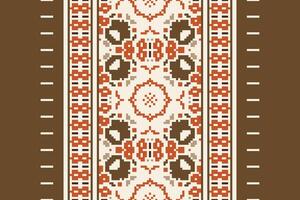 Baroque pattern Seamless Bandana print silk Motif embroidery, Pixel Ikat embroidery Design for Print Texture fabric saree sari carpet. kurta patola saree vector
