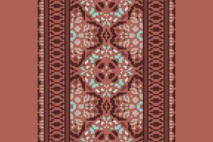 Baroque pattern Seamless Bandana print silk Motif embroidery, Pixel Ikat embroidery Design for Print scandinavian pattern saree ethnic nativity gypsy pattern vector