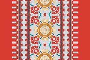 Baroque pattern Seamless Mughal architecture Motif embroidery, Pixel Ikat embroidery Design for Print pattern vintage flower folk navajo patchwork pattern vector