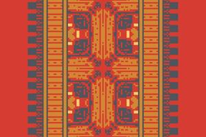 Baroque pattern Seamless Scandinavian pattern Motif embroidery, Pixel Ikat embroidery Design for Print Texture fabric saree sari carpet. kurta patola saree vector