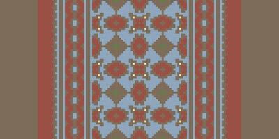 Navajo pattern Seamless Mughal architecture Motif embroidery, Pixel Ikat embroidery Design for Print Texture fabric saree sari carpet. kurta patola saree vector