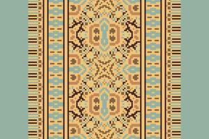 Dupatta pattern Seamless Native American, Motif embroidery, Pixel Ikat embroidery Design for Print pattern vintage flower folk navajo patchwork pattern vector