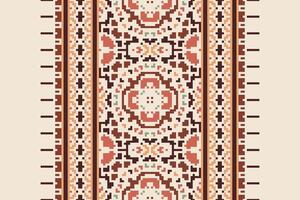 Dupatta pattern Seamless Bandana print silk Motif embroidery, Pixel Ikat embroidery Design for Print indigenous art aboriginal art pattern floral kurti mughal border vector