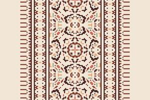 Dupatta pattern Seamless Bandana print silk Motif embroidery, Pixel Ikat embroidery Design for Print tie dyeing pillowcase sambal puri kurti mughal architecture vector