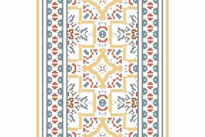 Dupatta pattern Seamless Bandana print silk Motif embroidery, Pixel Ikat embroidery Design for Print tapestry floral kimono repeat pattern lacing spanish motif vector