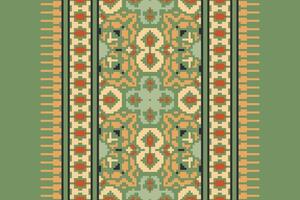 Dupatta pattern Seamless Mughal architecture Motif embroidery, Pixel Ikat embroidery Design for Print Texture fabric saree sari carpet. kurta patola saree vector
