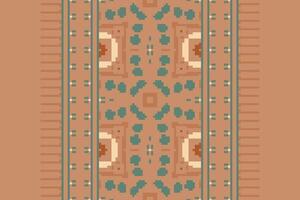 Dupatta pattern Seamless Mughal architecture Motif embroidery, Pixel Ikat embroidery Design for Print tapestry floral kimono repeat pattern lacing spanish motif vector