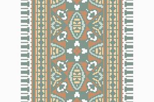 Dupatta pattern Seamless Mughal architecture Motif embroidery, Pixel Ikat embroidery Design for Print pattern vintage flower folk navajo patchwork pattern vector