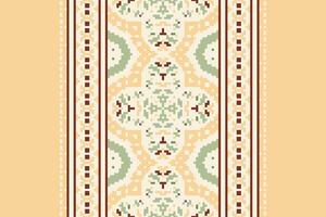 Dupatta pattern Seamless Scandinavian pattern Motif embroidery, Pixel Ikat embroidery Design for Print endless arabesque cloth dupatta shawl bandana print silk kurta men vector