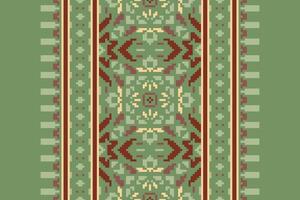 Dupatta pattern Seamless Scandinavian pattern Motif embroidery, Pixel Ikat embroidery Design for Print Texture fabric saree sari carpet. kurta patola saree vector
