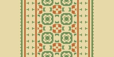 Motif folklore pattern Seamless Bandana print silk Motif embroidery, Pixel Ikat embroidery Design for Print border embroidery ancient egypt vector