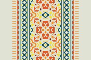 Ancient patterns Seamless Bandana print silk Motif embroidery, Pixel Ikat embroidery Design for Print scandinavian pattern saree ethnic nativity gypsy pattern vector
