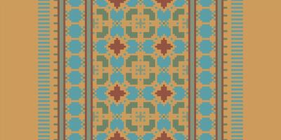 Navajo pattern Seamless Mughal architecture Motif embroidery, Pixel Ikat embroidery Design for Print pattern vintage flower folk navajo patchwork pattern vector