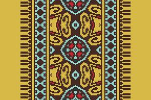 Ancient patterns Seamless Mughal architecture Motif embroidery, Pixel Ikat embroidery Design for Print pattern vintage flower folk navajo patchwork pattern vector