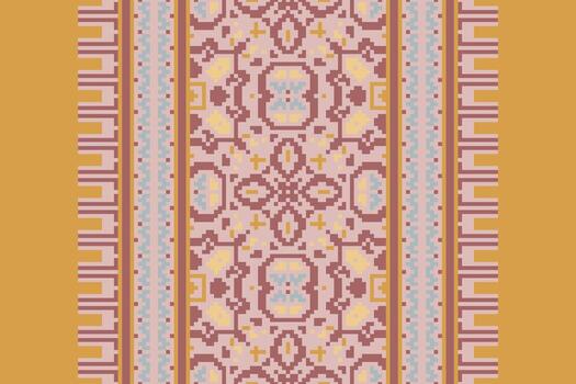 Ancient patterns Seamless Scandinavian pattern Motif embroidery, Pixel Ikat embroidery Design for Print tie dyeing pillowcase sambal puri kurti mughal architecture vector