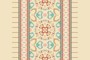 Ancient patterns Seamless Scandinavian pattern Motif embroidery, Pixel Ikat embroidery Design for Print endless arabesque cloth dupatta shawl bandana print silk kurta men vector